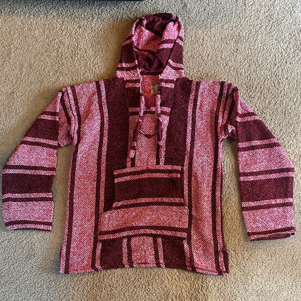 Pink and Red Striped Unisex Baja Hoodie